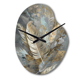 Gold Feather Extravaganza V - Asymmetric Metal Wall Clock