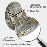 Gold Feather Extravaganza V - Asymmetric Metal Wall Clock