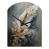 Gold Boho Chic Feathers IV - Asymmetric Metal Wall Clock