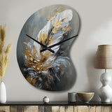 Gold Boho Chic Feathers IV - Asymmetric Metal Wall Clock