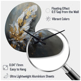 Gold Boho Chic Feathers IV - Asymmetric Metal Wall Clock