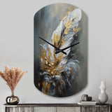 Gold Boho Chic Feathers IV - Asymmetric Metal Wall Clock
