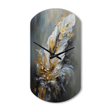 Gold Boho Chic Feathers IV - Asymmetric Metal Wall Clock