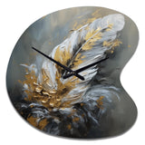 Gold Boho Chic Feathers IV - Asymmetric Metal Wall Clock
