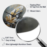 Gold Boho Chic Feathers IV - Asymmetric Metal Wall Clock