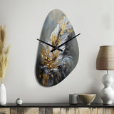 Gold Boho Chic Feathers IV - Asymmetric Metal Wall Clock
