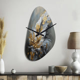 Gold Boho Chic Feathers IV - Asymmetric Metal Wall Clock