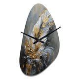 Gold Boho Chic Feathers IV - Asymmetric Metal Wall Clock