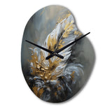 Gold Boho Chic Feathers IV - Asymmetric Metal Wall Clock