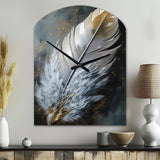 Gold Boho Chic Feathers V - Asymmetric Metal Wall Clock