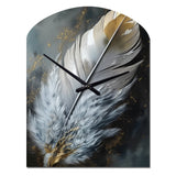 Gold Boho Chic Feathers V - Asymmetric Metal Wall Clock