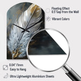 Gold Boho Chic Feathers V - Asymmetric Metal Wall Clock