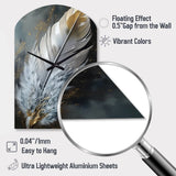 Gold Boho Chic Feathers V - Asymmetric Metal Wall Clock