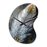 Gold Boho Chic Feathers V - Asymmetric Metal Wall Clock