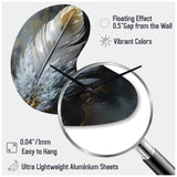 Gold Boho Chic Feathers V - Asymmetric Metal Wall Clock