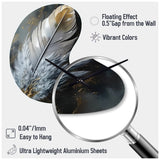 Gold Boho Chic Feathers V - Asymmetric Metal Wall Clock