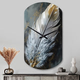 Gold Boho Chic Feathers V - Asymmetric Metal Wall Clock