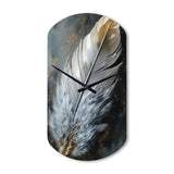 Gold Boho Chic Feathers V - Asymmetric Metal Wall Clock