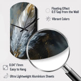 Gold Boho Chic Feathers V - Asymmetric Metal Wall Clock