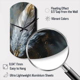 Gold Boho Chic Feathers V - Asymmetric Metal Wall Clock