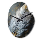 Gold Boho Chic Feathers V - Asymmetric Metal Wall Clock