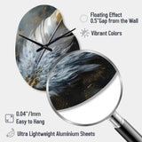 Gold Boho Chic Feathers V - Asymmetric Metal Wall Clock
