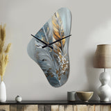 Gold Feather Wanderlust I - Asymmetric Metal Wall Clock