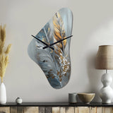 Gold Feather Wanderlust I - Asymmetric Metal Wall Clock