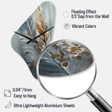 Gold Feather Wanderlust I - Asymmetric Metal Wall Clock
