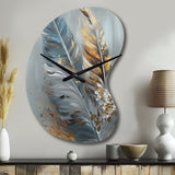 Gold Feather Wanderlust I - Asymmetric Metal Wall Clock