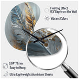 Gold Feather Wanderlust I - Asymmetric Metal Wall Clock