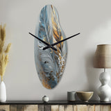Gold Feather Wanderlust I - Asymmetric Metal Wall Clock