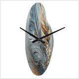 Gold Feather Wanderlust I - Asymmetric Metal Wall Clock