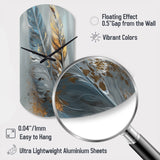 Gold Feather Wanderlust I - Asymmetric Metal Wall Clock