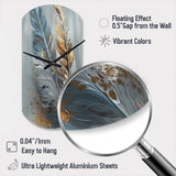 Gold Feather Wanderlust I - Asymmetric Metal Wall Clock