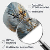 Gold Feather Wanderlust I - Asymmetric Metal Wall Clock