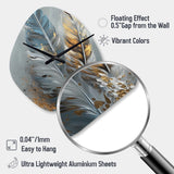 Gold Feather Wanderlust I - Asymmetric Metal Wall Clock