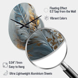 Gold Feather Wanderlust I - Asymmetric Metal Wall Clock