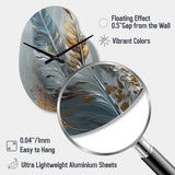 Gold Feather Wanderlust I - Asymmetric Metal Wall Clock