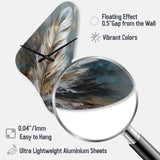 Gold Feather Wanderlust III - Asymmetric Metal Wall Clock