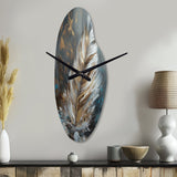 Gold Feather Wanderlust III - Asymmetric Metal Wall Clock