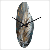 Gold Feather Wanderlust III - Asymmetric Metal Wall Clock