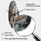 Gold Feather Wanderlust III - Asymmetric Metal Wall Clock