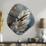 Gold Feather Wanderlust III - Asymmetric Metal Wall Clock
