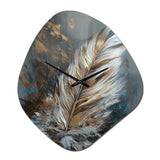 Gold Feather Wanderlust III - Asymmetric Metal Wall Clock