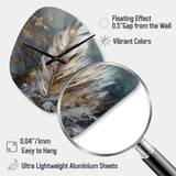 Gold Feather Wanderlust III - Asymmetric Metal Wall Clock