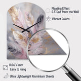 Pink Feather Wanderlust - Asymmetric Metal Wall Clock
