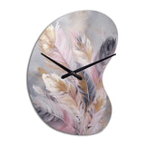 Pink Feather Wanderlust - Asymmetric Metal Wall Clock