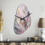 Pink Feather Wanderlust - Asymmetric Metal Wall Clock