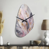 Pink Feather Wanderlust - Asymmetric Metal Wall Clock